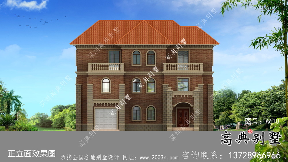三層歐式風(fēng)格帶車庫大氣的鄉(xiāng)村住宅設(shè)計(jì)圖
