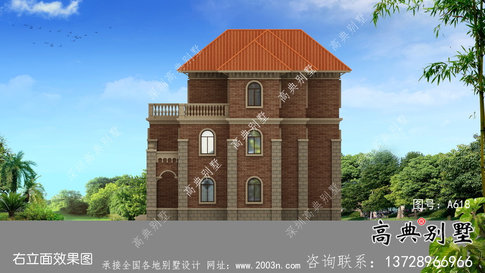 三層歐式風(fēng)格帶車庫大氣的鄉(xiāng)村住宅設(shè)計(jì)圖