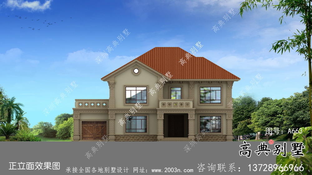 二層外觀簡(jiǎn)易新中式自建房屋設(shè)計(jì)圖、效果圖