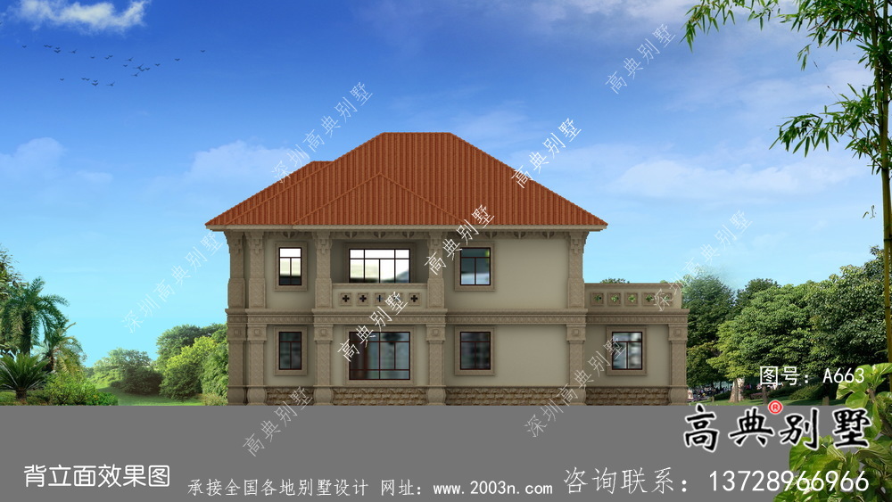 二層外觀簡(jiǎn)易新中式自建房屋設(shè)計(jì)圖、效果圖