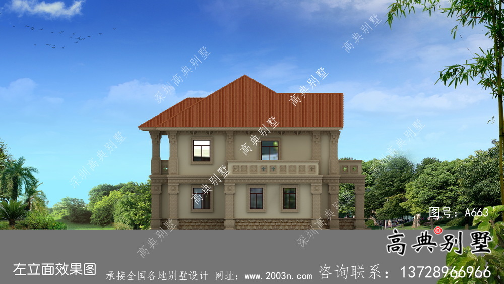 二層外觀簡(jiǎn)易新中式自建房屋設(shè)計(jì)圖、效果圖
