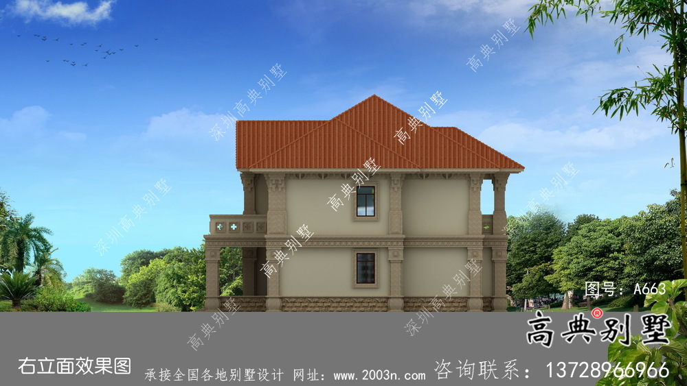 二層外觀簡(jiǎn)易新中式自建房屋設(shè)計(jì)圖、效果圖