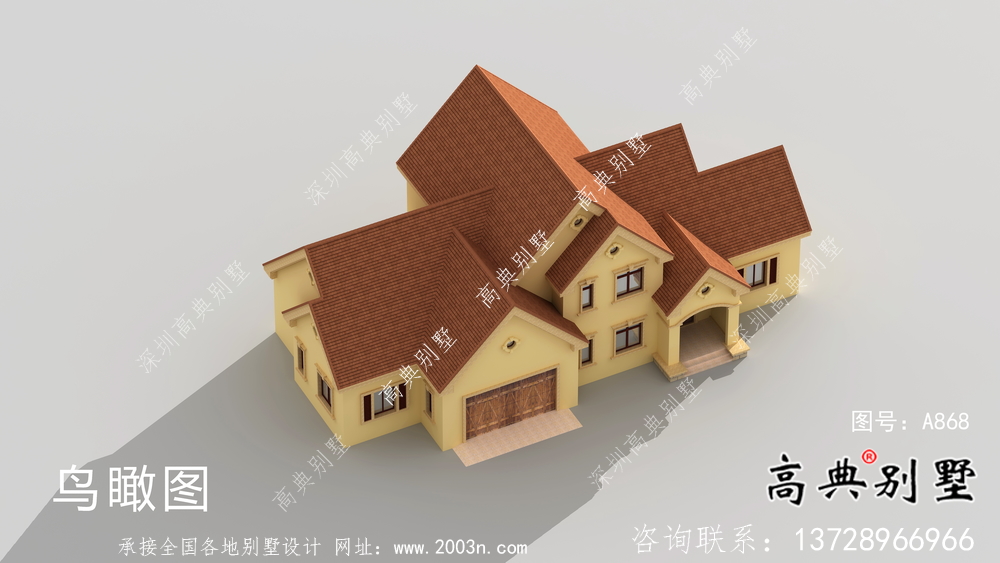 二層自然鄉(xiāng)村美式風(fēng)格小型別墅戶型設(shè)計圖-效果圖