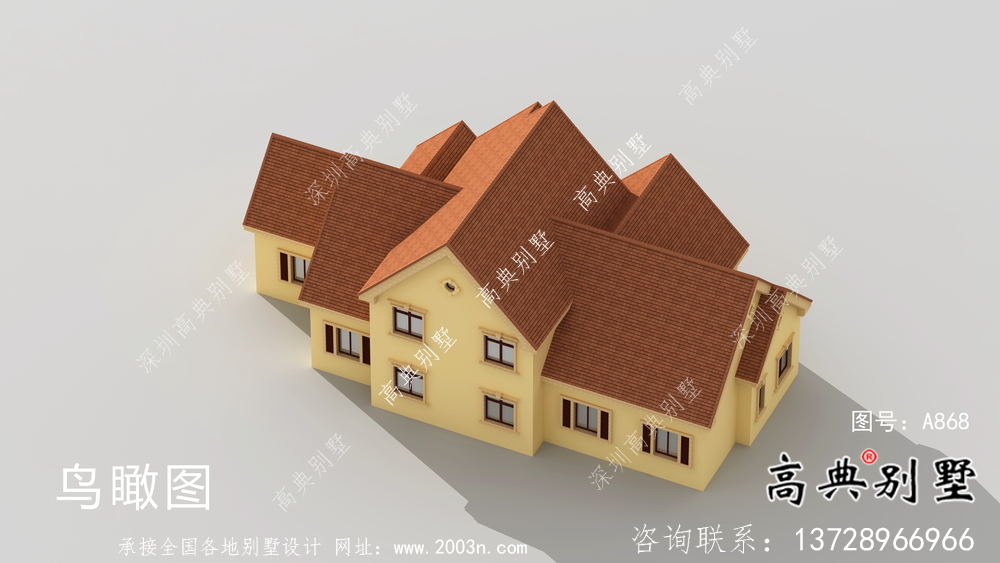 二層自然鄉(xiāng)村美式風(fēng)格小型別墅戶型設(shè)計圖-效果圖