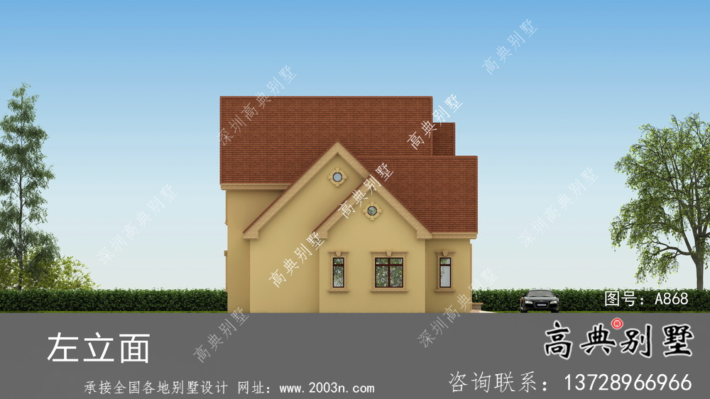 二層自然鄉(xiāng)村美式風(fēng)格小型別墅戶型設(shè)計圖-效果圖