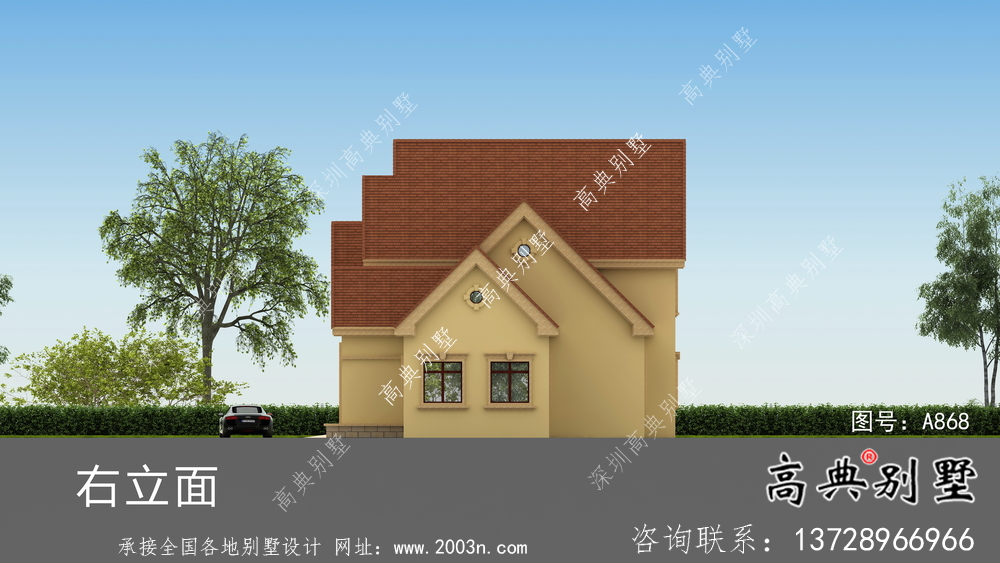 二層自然鄉(xiāng)村美式風(fēng)格小型別墅戶型設(shè)計圖-效果圖