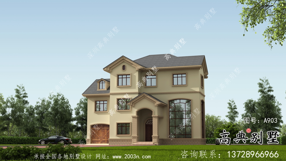 二層鄉(xiāng)村房屋建筑設(shè)計(jì)圖+效果圖