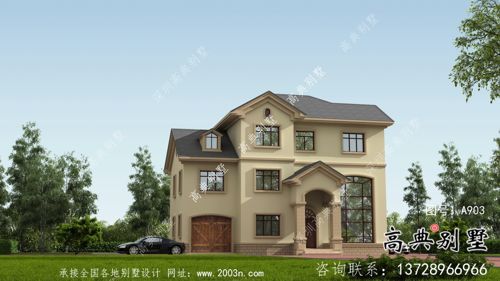 二層鄉(xiāng)村房屋建筑設(shè)計(jì)圖+效果圖