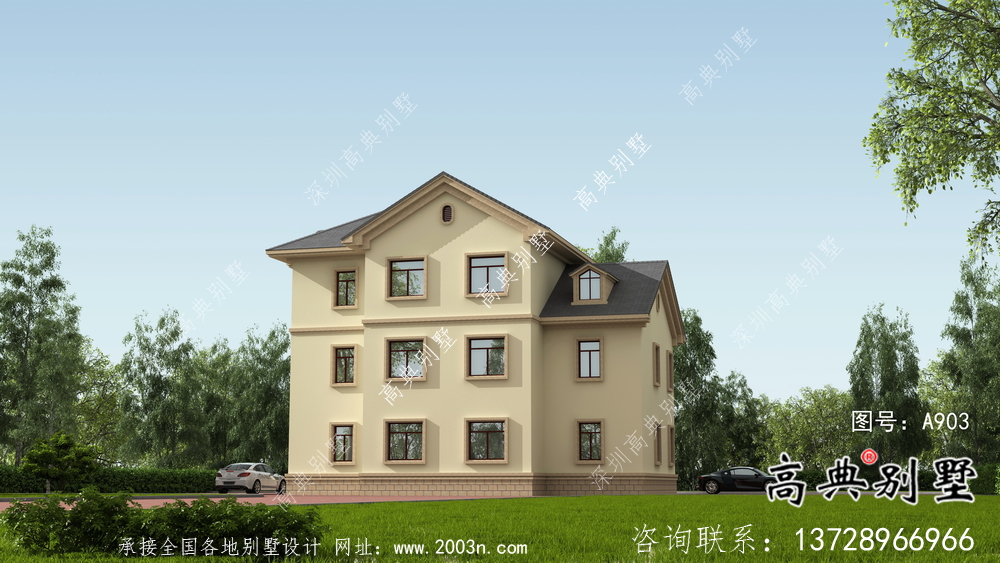 二層鄉(xiāng)村房屋建筑設(shè)計(jì)圖+效果圖
