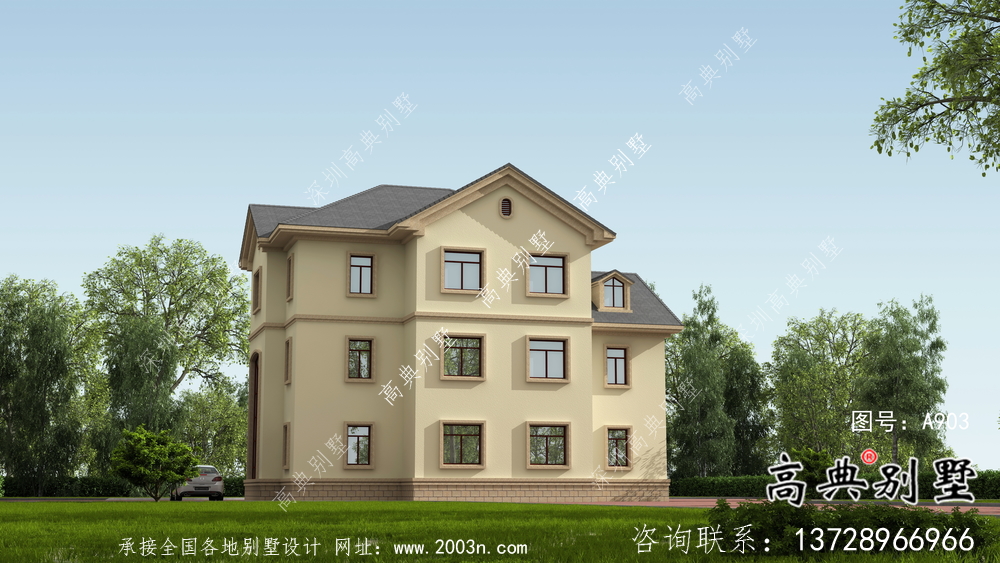 二層鄉(xiāng)村房屋建筑設(shè)計(jì)圖+效果圖