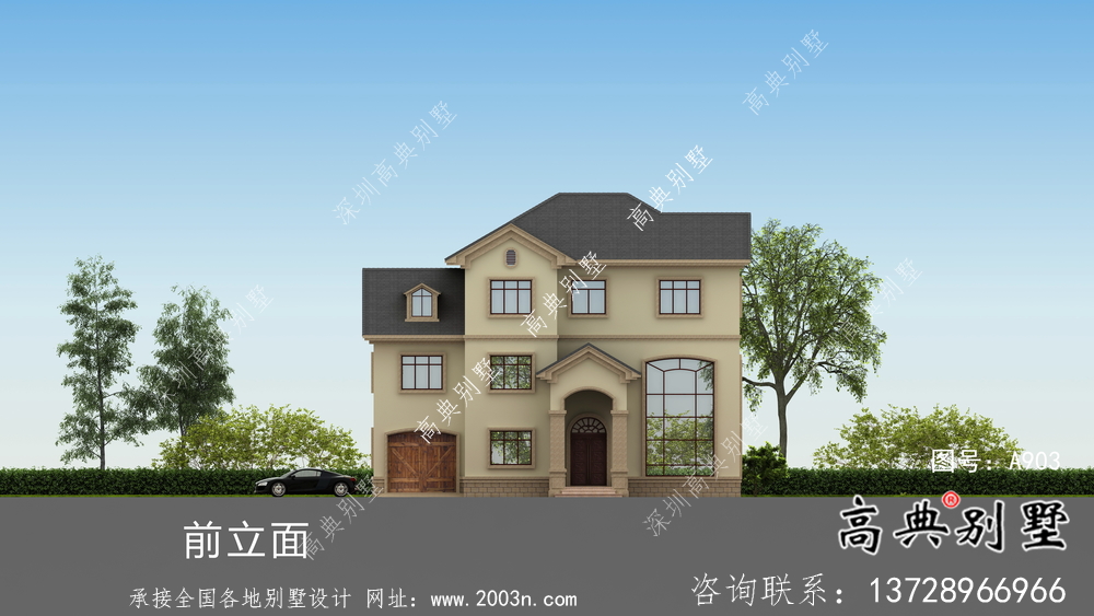 二層鄉(xiāng)村房屋建筑設(shè)計(jì)圖+效果圖