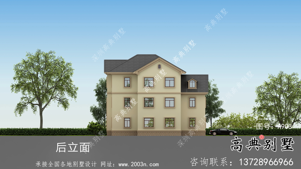 二層鄉(xiāng)村房屋建筑設(shè)計(jì)圖+效果圖