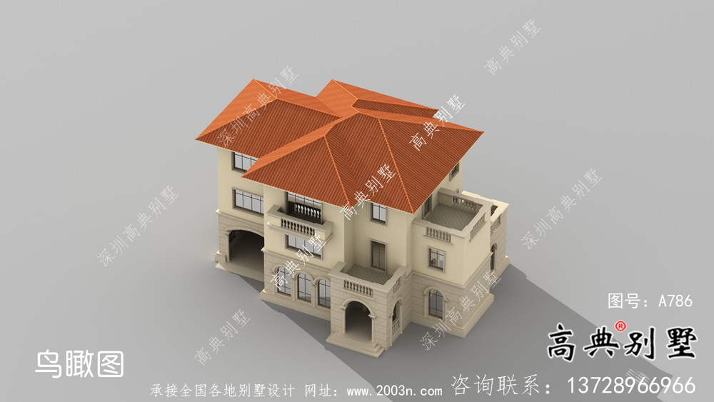 低調(diào)三層歐式別墅外觀設(shè)計(jì)效果圖