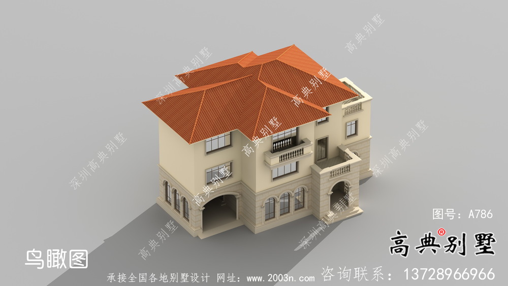 低調(diào)三層歐式別墅外觀設(shè)計(jì)效果圖