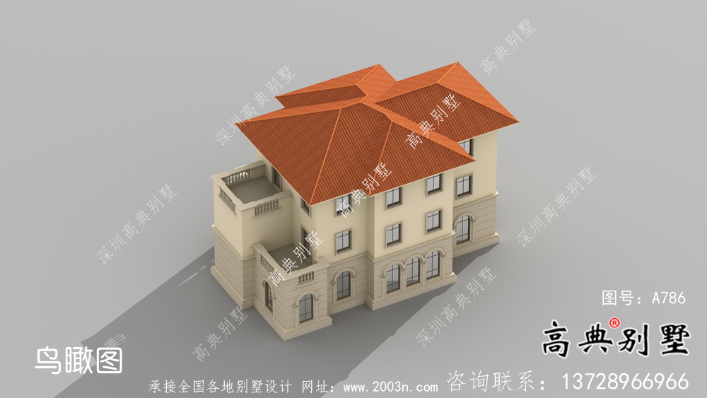 低調(diào)三層歐式別墅外觀設(shè)計(jì)效果圖