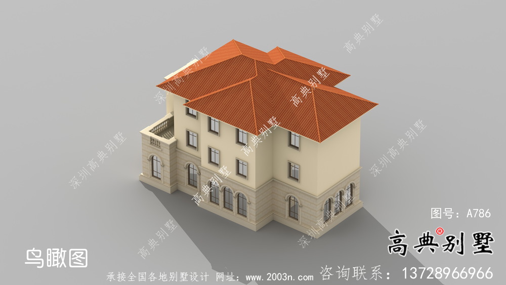 低調(diào)三層歐式別墅外觀設(shè)計(jì)效果圖
