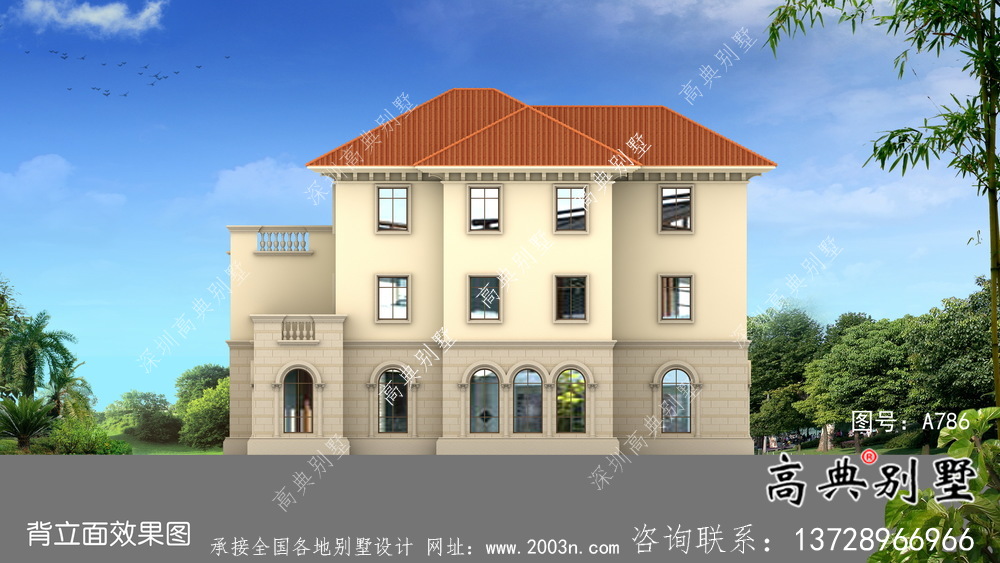 低調(diào)三層歐式別墅外觀設(shè)計(jì)效果圖