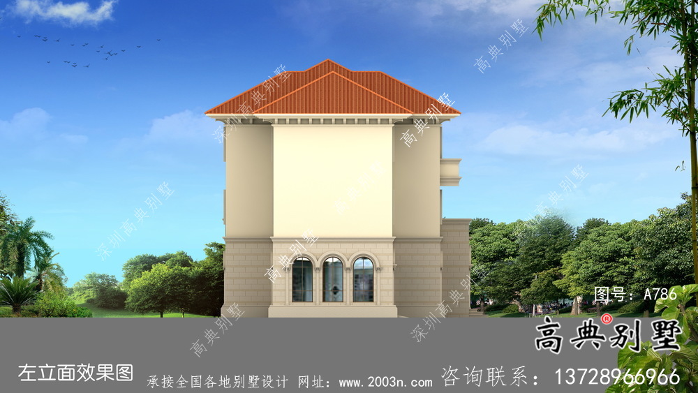 低調(diào)三層歐式別墅外觀設(shè)計(jì)效果圖