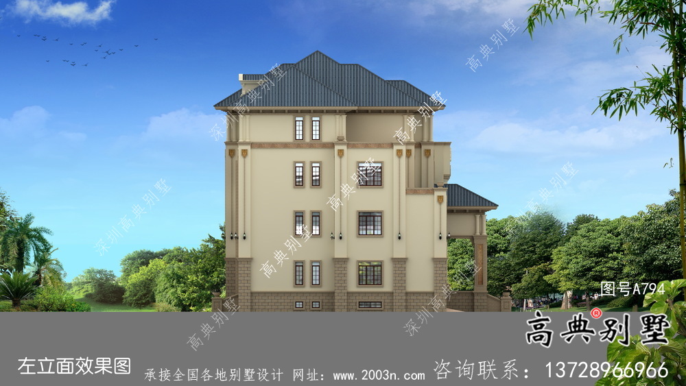 歐式四層豪華別墅設計圖紙