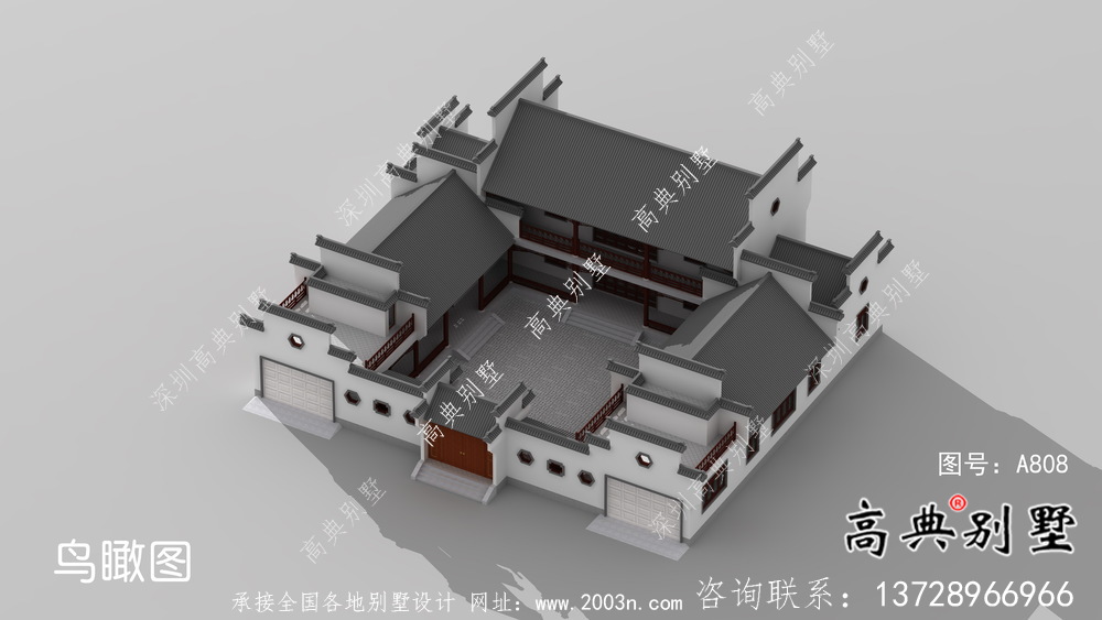 中式二層徽派別墅設(shè)計圖紙大全