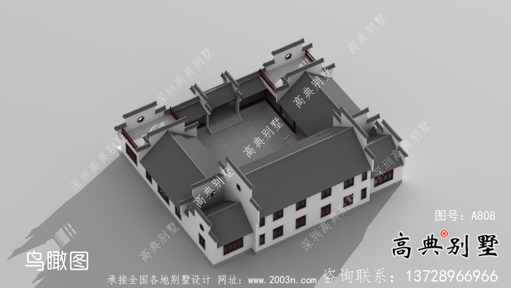 中式二層徽派別墅設(shè)計圖紙大全