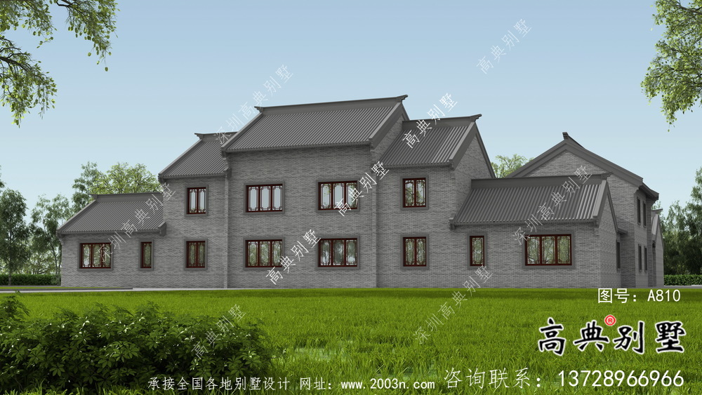 新中式四合院二層別墅設(shè)計圖紙大全