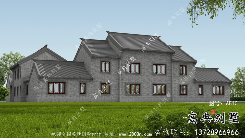 新中式四合院二層別墅設(shè)計圖紙大全