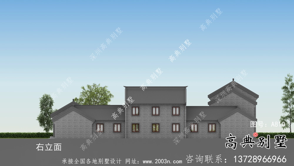 新中式四合院二層別墅設(shè)計圖紙大全