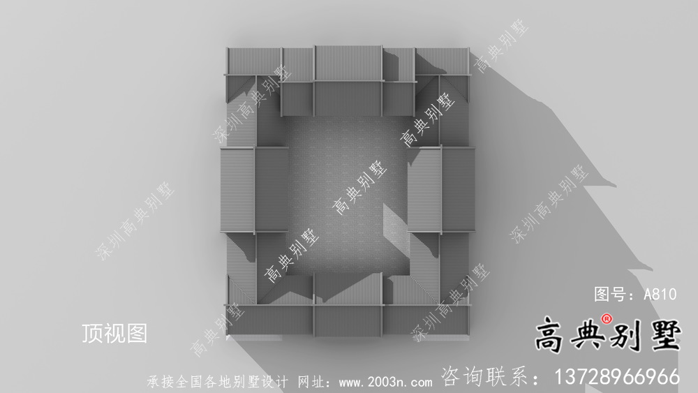 新中式四合院二層別墅設(shè)計圖紙大全