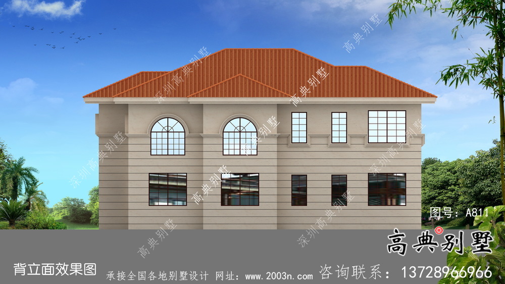 鄉(xiāng)村三層歐式別墅全套設(shè)計(jì)圖紙及外觀效果圖