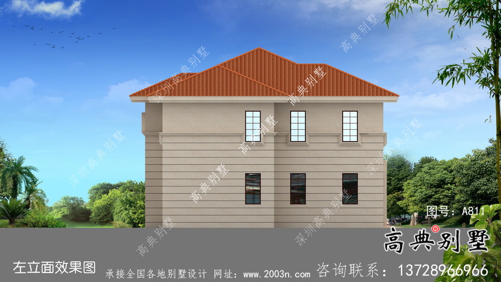 鄉(xiāng)村三層歐式別墅全套設(shè)計(jì)圖紙及外觀效果圖