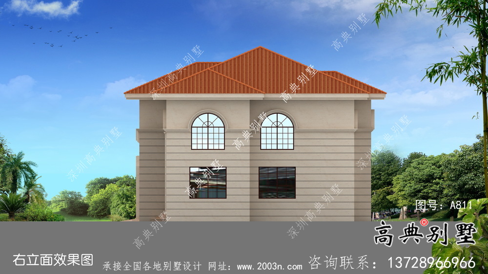 鄉(xiāng)村三層歐式別墅全套設(shè)計(jì)圖紙及外觀效果圖