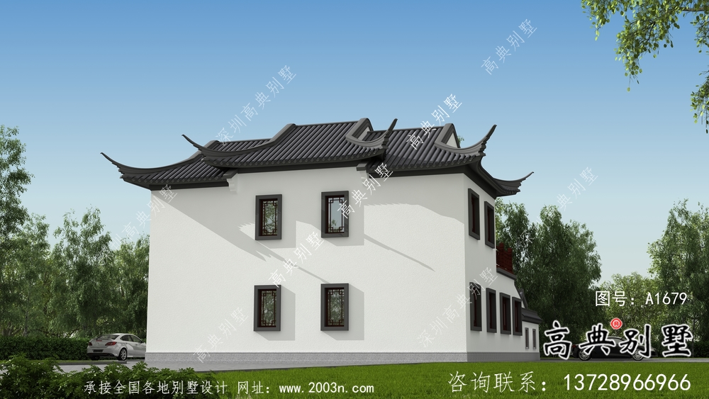 新中式蘇式園林別墅建設(shè)效果圖