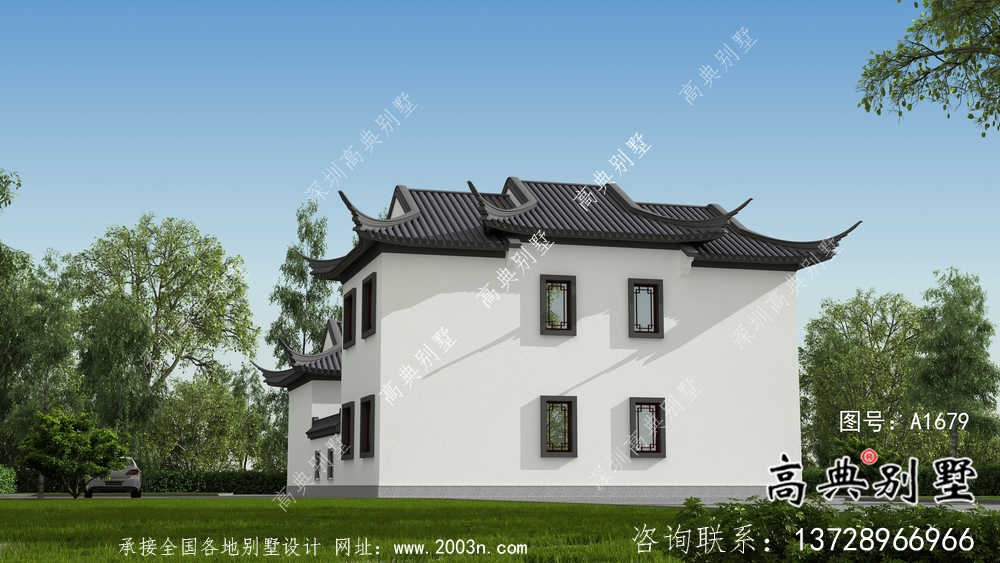 新中式蘇式園林別墅建設(shè)效果圖