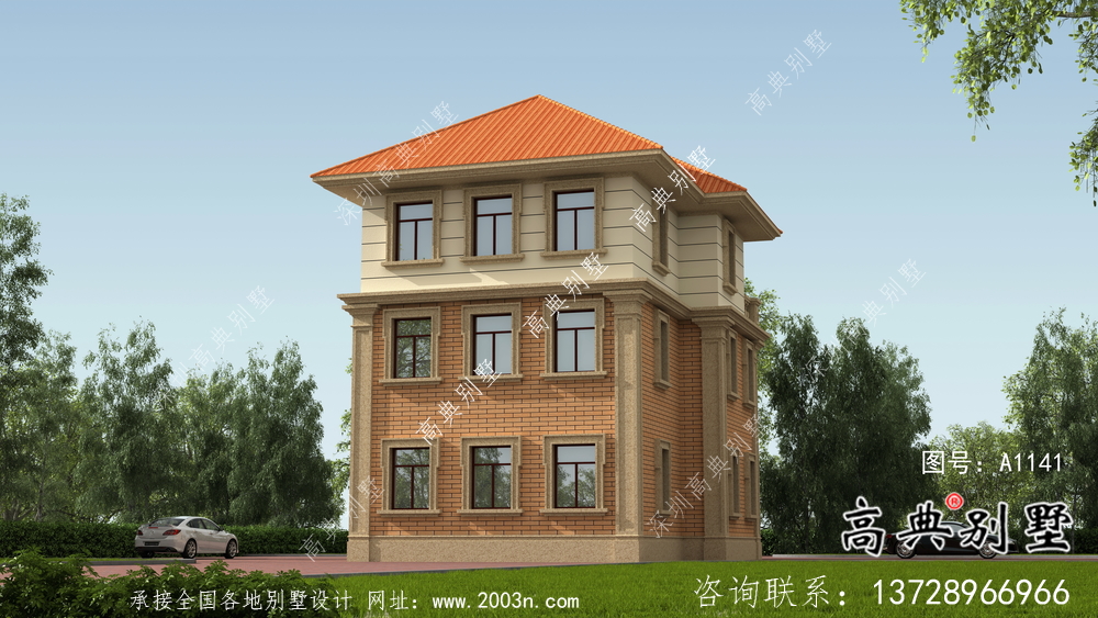 三層經(jīng)典歐式帶陽臺的鄉(xiāng)村住宅設(shè)計圖