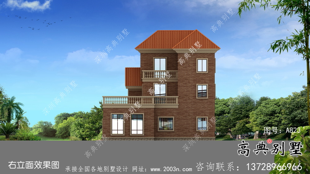 三層歐式農(nóng)村自建別墅設(shè)計(jì)圖紙