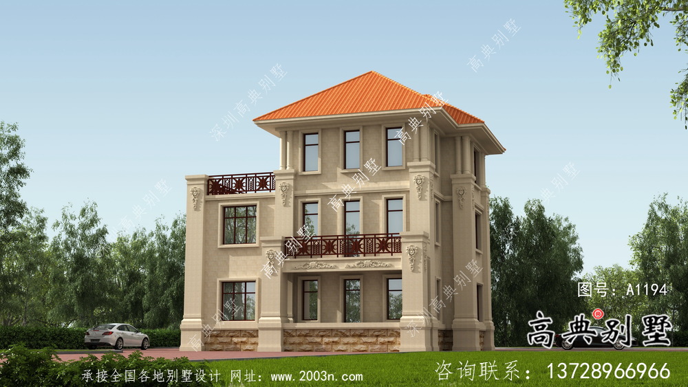 歐式風(fēng)格新農(nóng)村房屋設(shè)計圖，效果圖