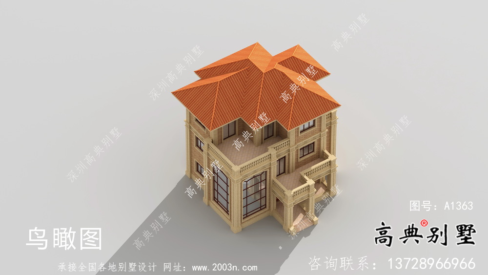 豪華三層復(fù)式帶露臺的歐式風(fēng)格別墅建筑設(shè)計