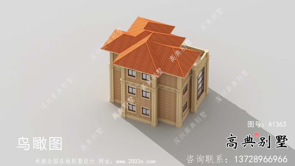 豪華三層復(fù)式帶露臺的歐式風(fēng)格別墅建筑設(shè)計