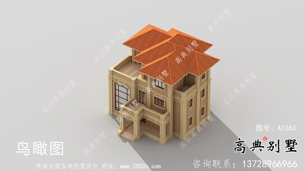 豪華三層復(fù)式帶露臺的歐式風(fēng)格別墅建筑設(shè)計