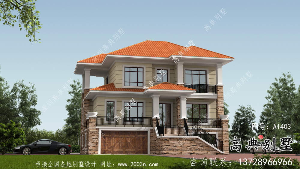 兩層帶地下室意大利風(fēng)格別墅建筑設(shè)計圖