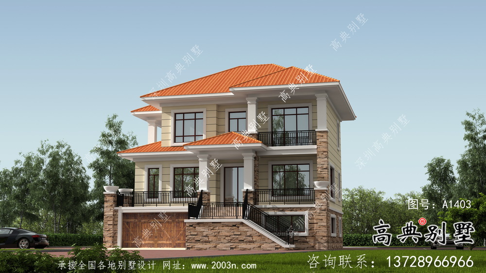 兩層帶地下室意大利風(fēng)格別墅建筑設(shè)計圖