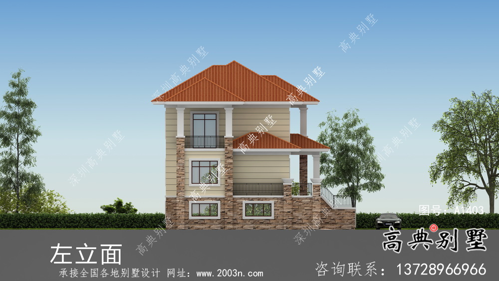兩層帶地下室意大利風(fēng)格別墅建筑設(shè)計圖