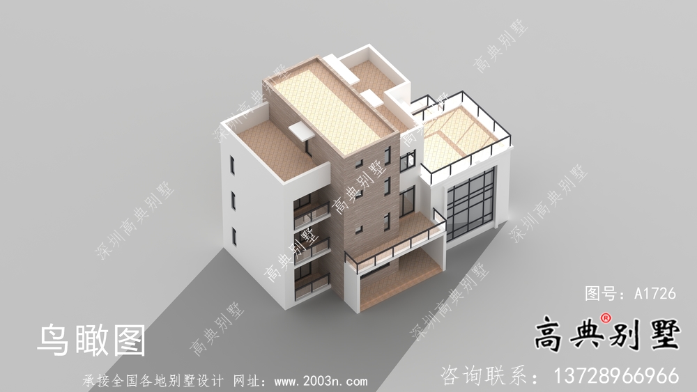 二層現(xiàn)代風(fēng)格平屋頂別墅戶型設(shè)計(jì)圖-效果圖