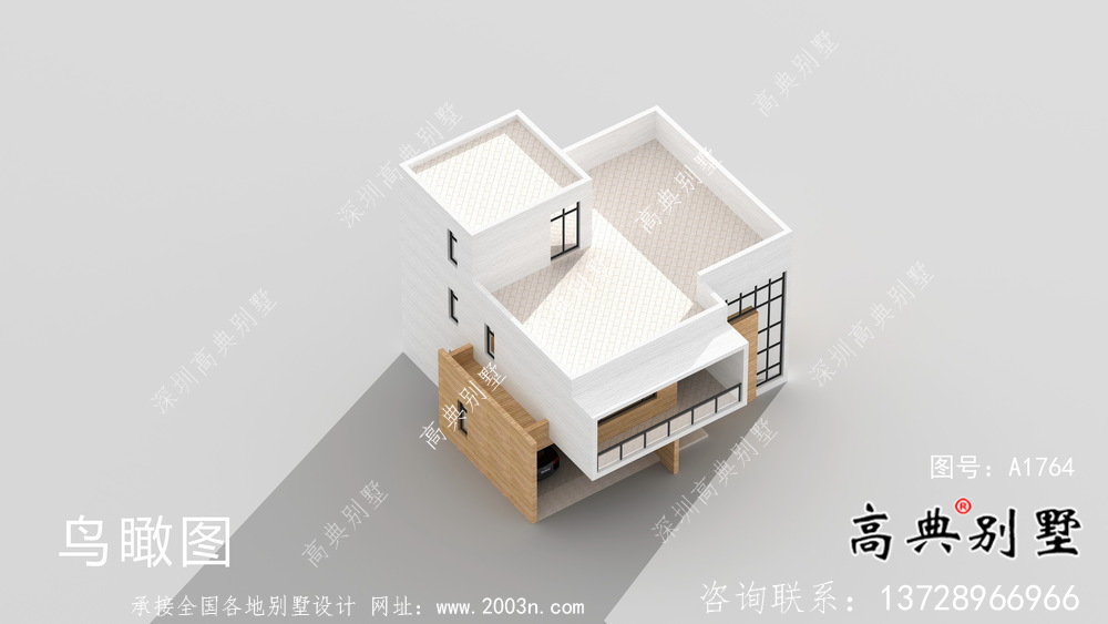 二層自然現(xiàn)代風(fēng)格小型別墅戶型設(shè)計圖，效果圖
