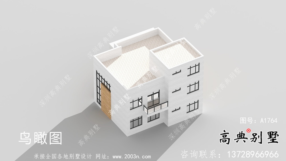 二層自然現(xiàn)代風(fēng)格小型別墅戶型設(shè)計圖，效果圖