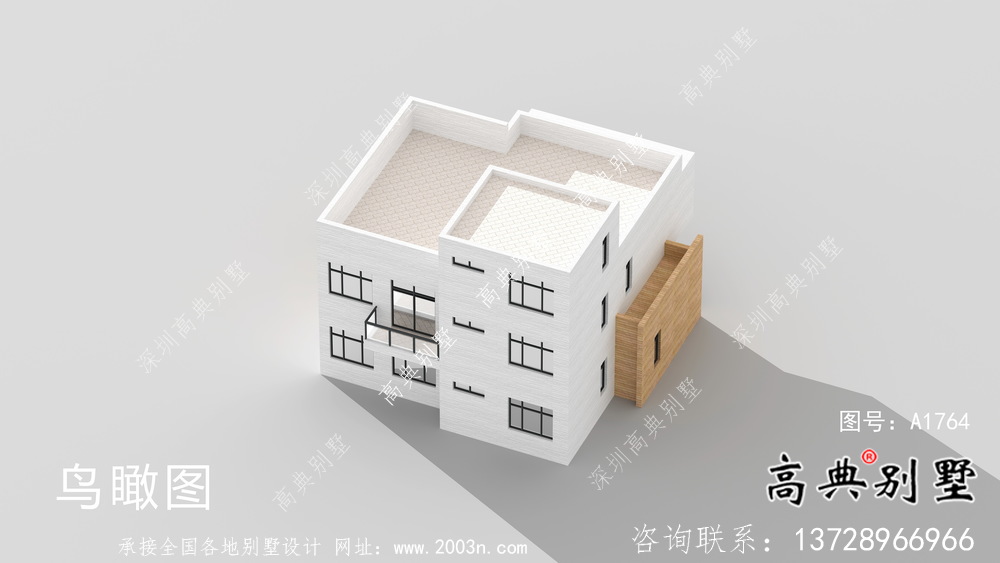 二層自然現(xiàn)代風(fēng)格小型別墅戶型設(shè)計圖，效果圖