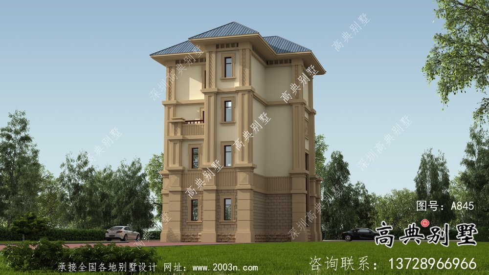 農(nóng)村歐式四層別墅自建設(shè)計(jì)效果圖紙全套