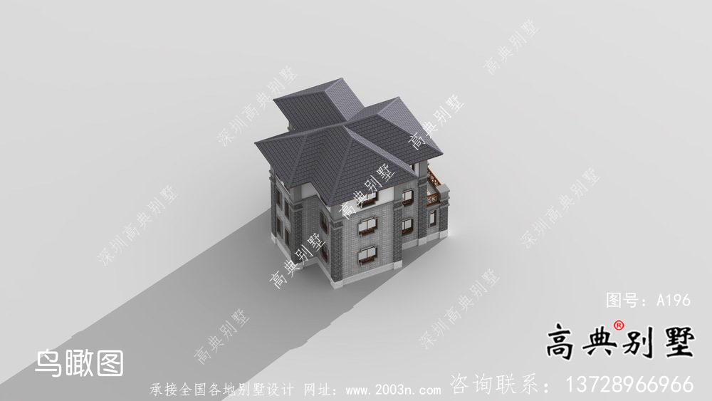 城鎮(zhèn)自建三層中式別墅設(shè)計圖+效果圖