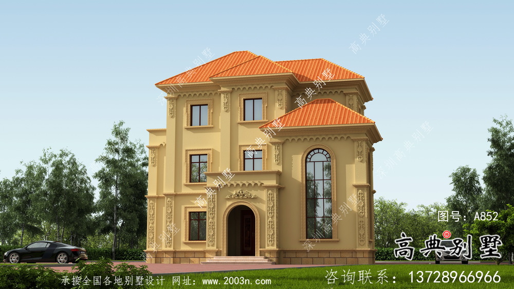 歐式農(nóng)村復(fù)式三層別墅設(shè)計圖及效果圖紙